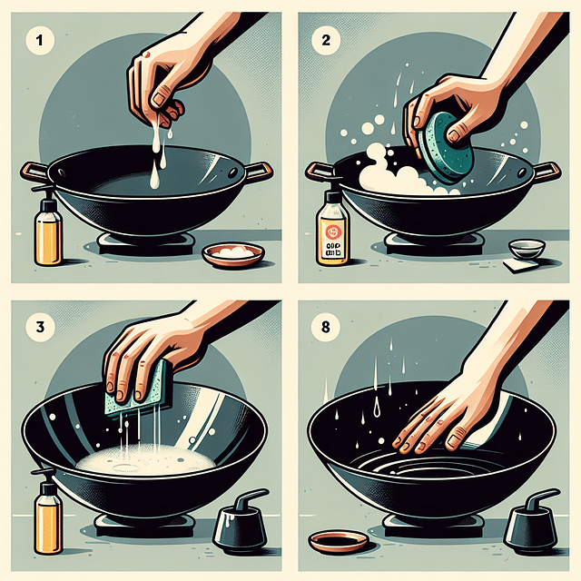 cleaning and oiling a seasoned wok after use