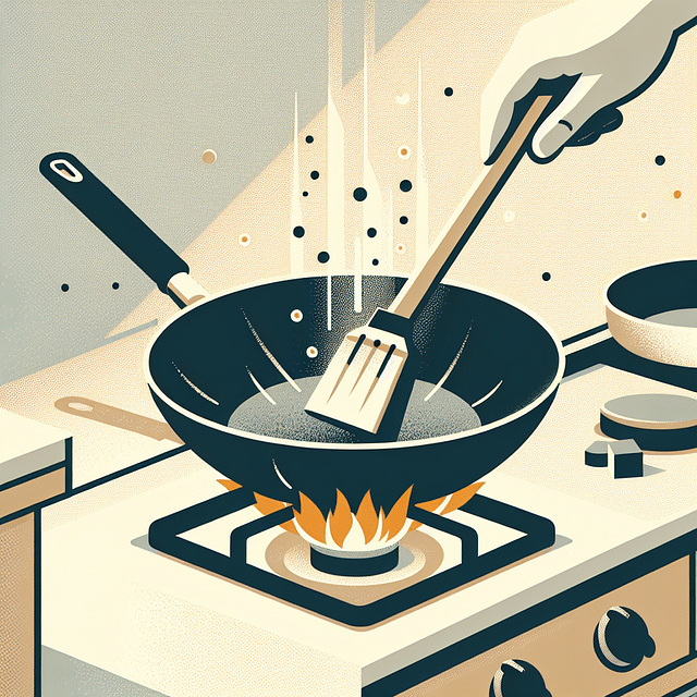 a new wok being seasoned on a stove