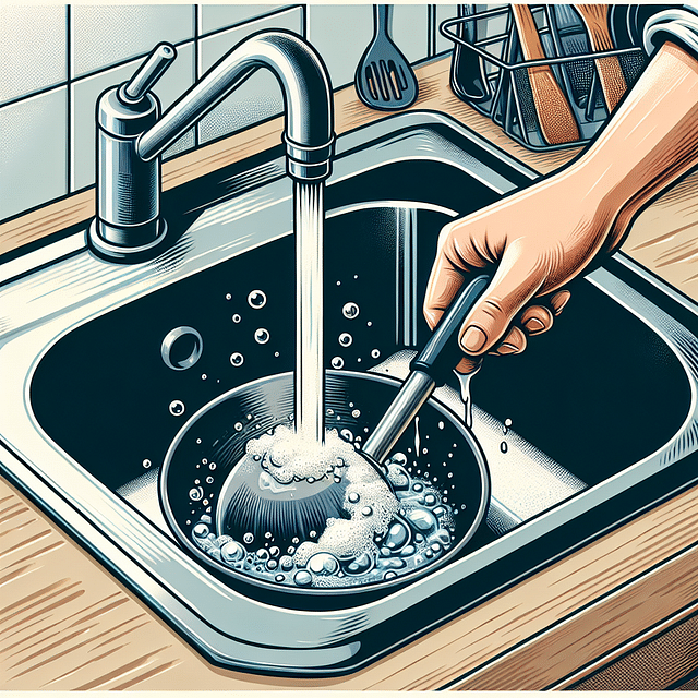 washing a wok in the sink