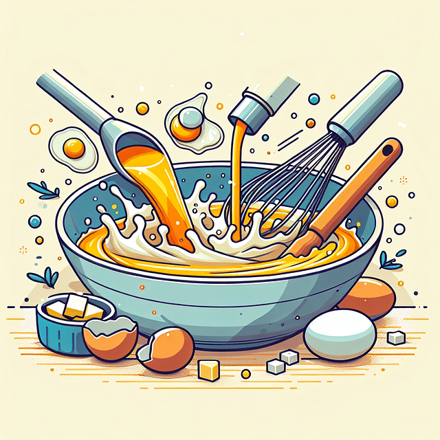 wet ingredients being mixed in a bowl