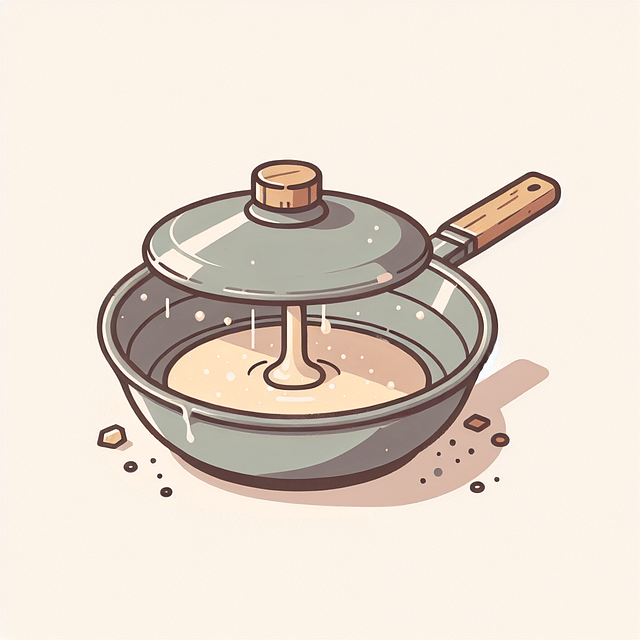 mochi cake batter in a wok covered with a lid