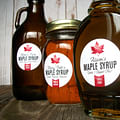 Honey jar and maple syrup bottle