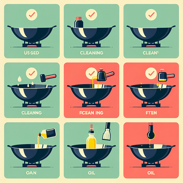 cleaning and oiling a wok after use