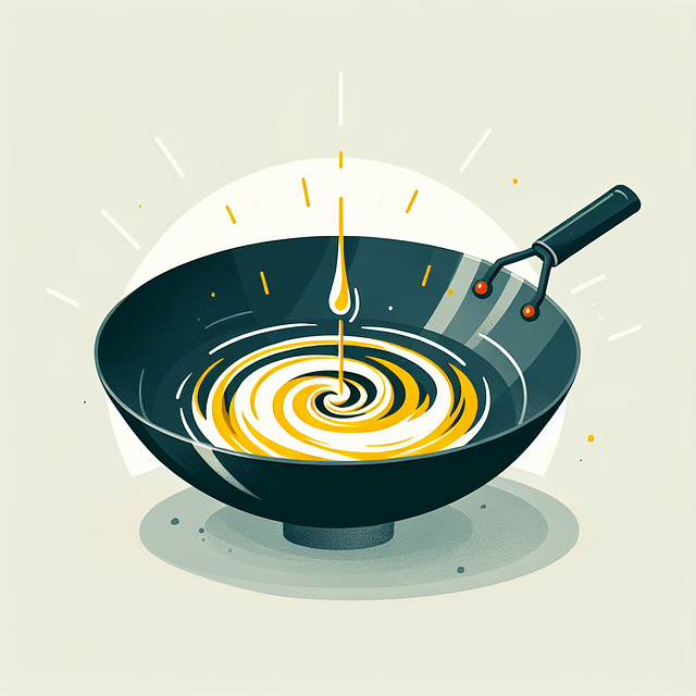 oil swirling in a hot wok