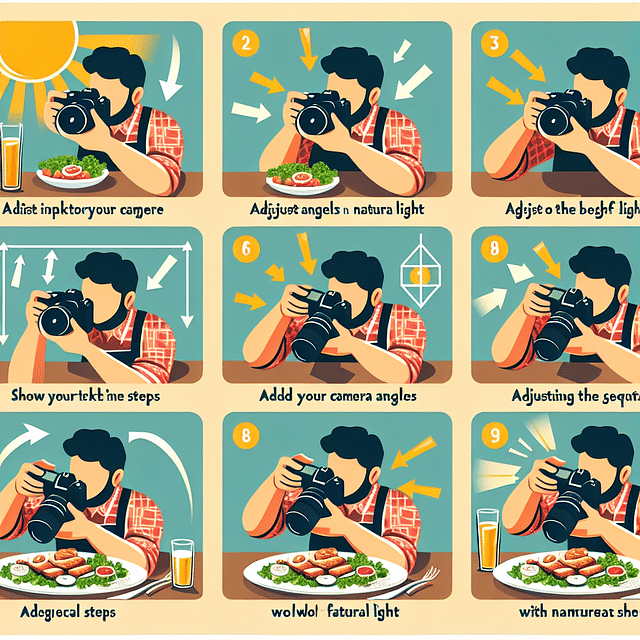 adjusting angles in food photography with natural light