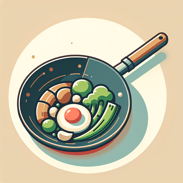 wok dish in natural lighting from a top-down and side angle