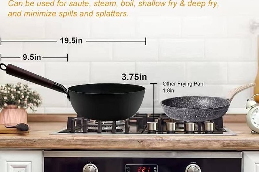 cast iron wok on electric stove