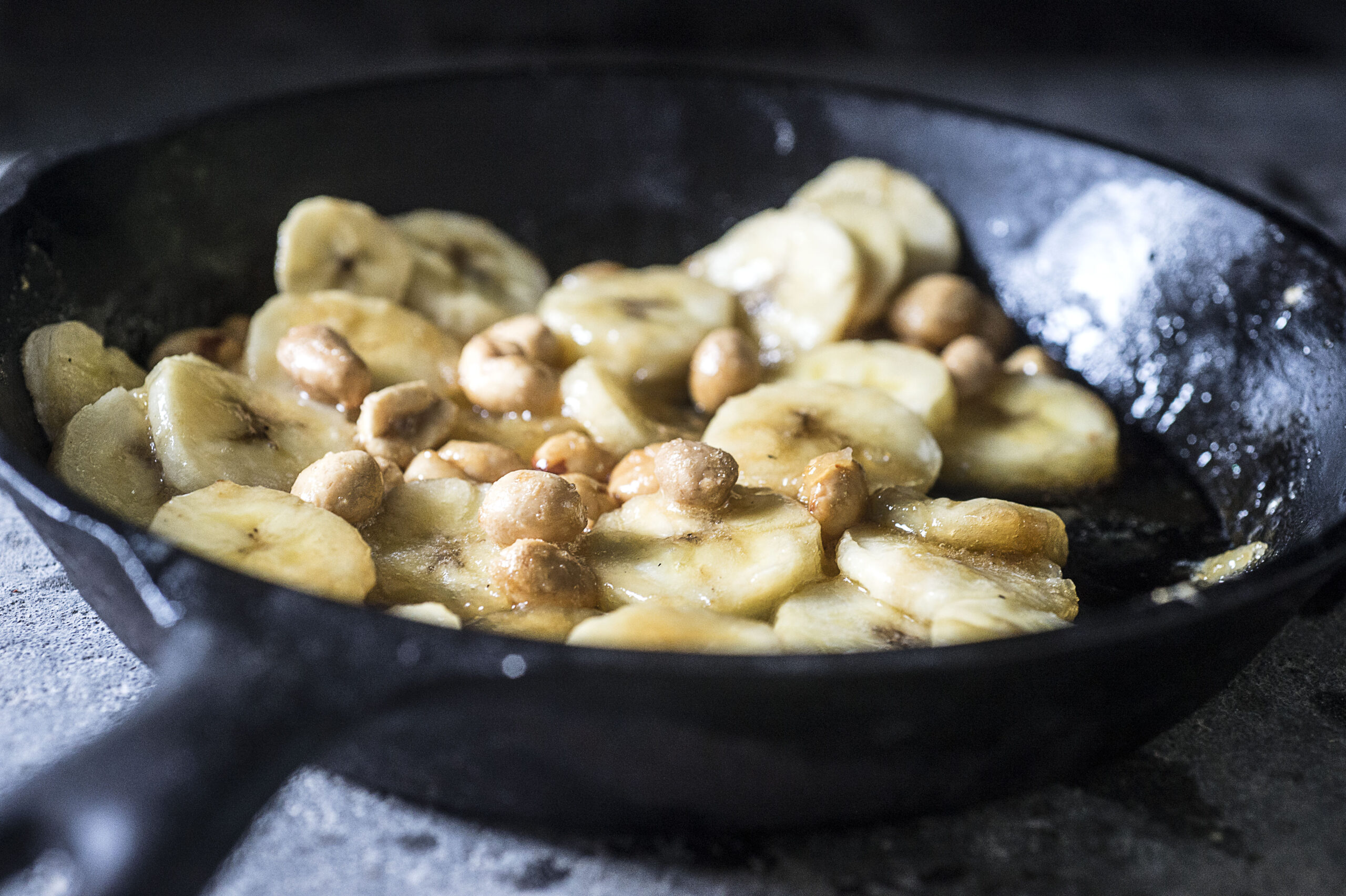 Banana Foster in wok