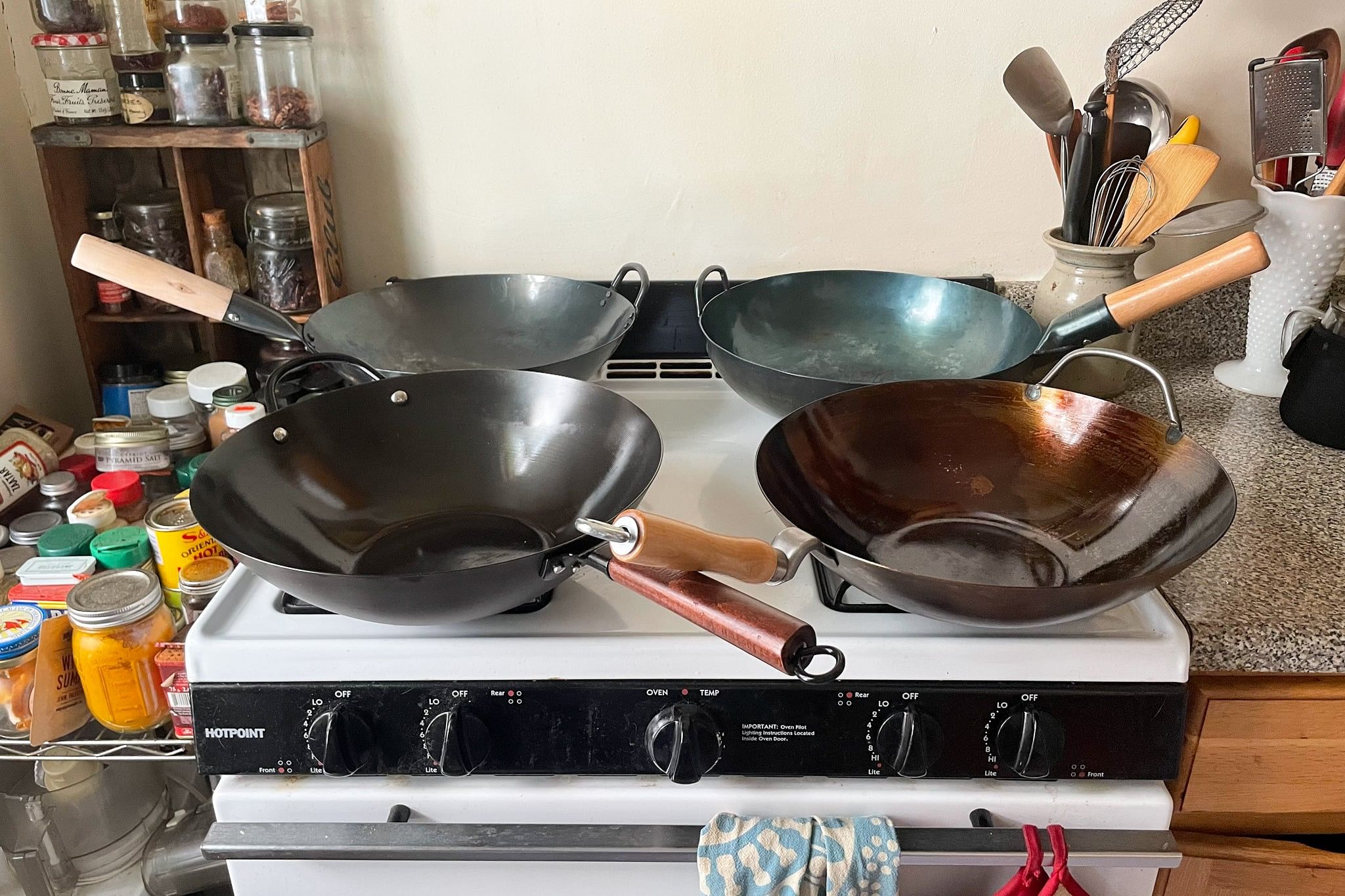 A high-quality wok on a stove