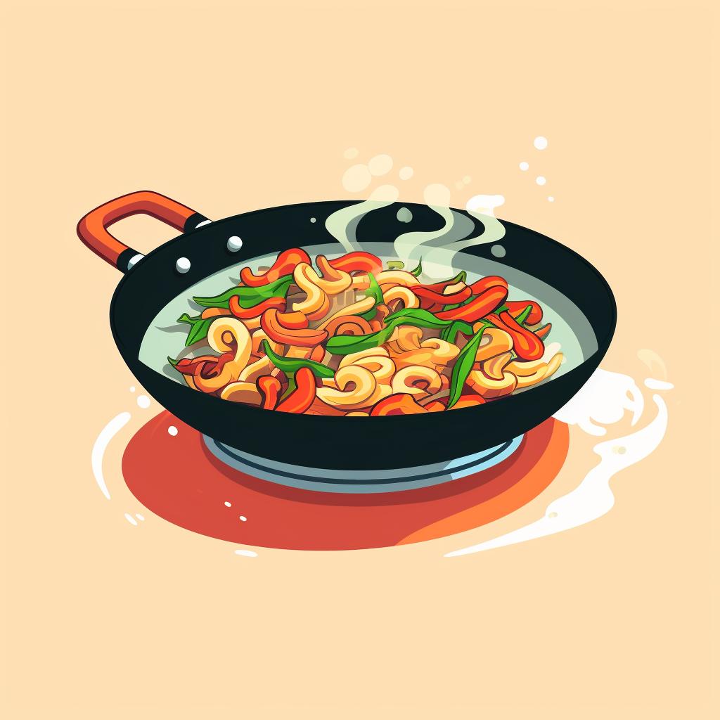 A hot wok cooling down on a stovetop