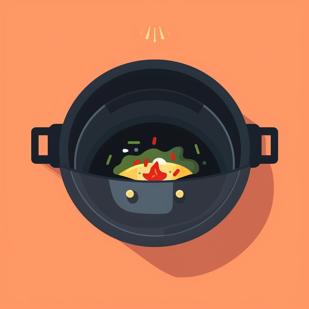 An oiled wok placed upside down in an oven.