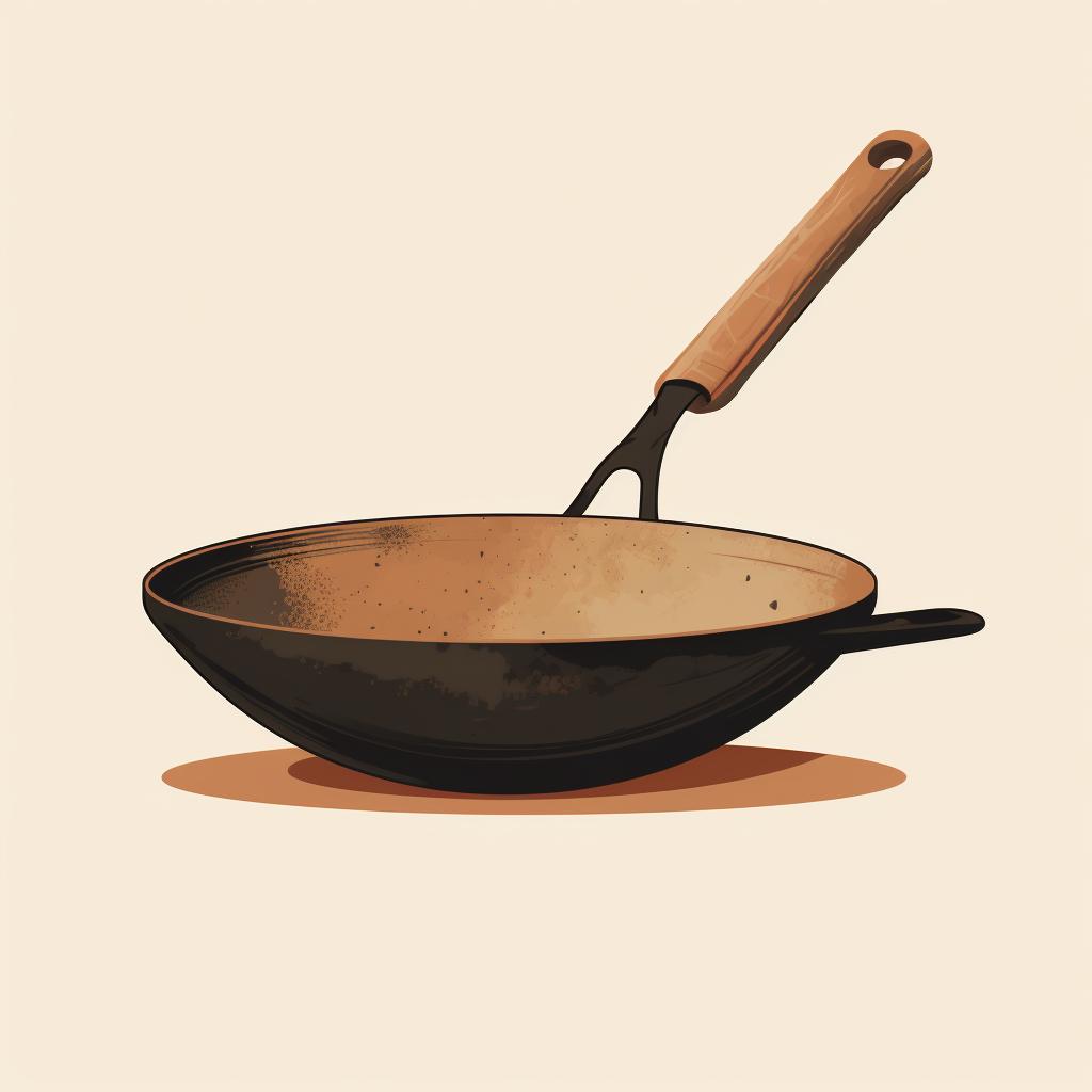 A seasoned wok with a dark patina