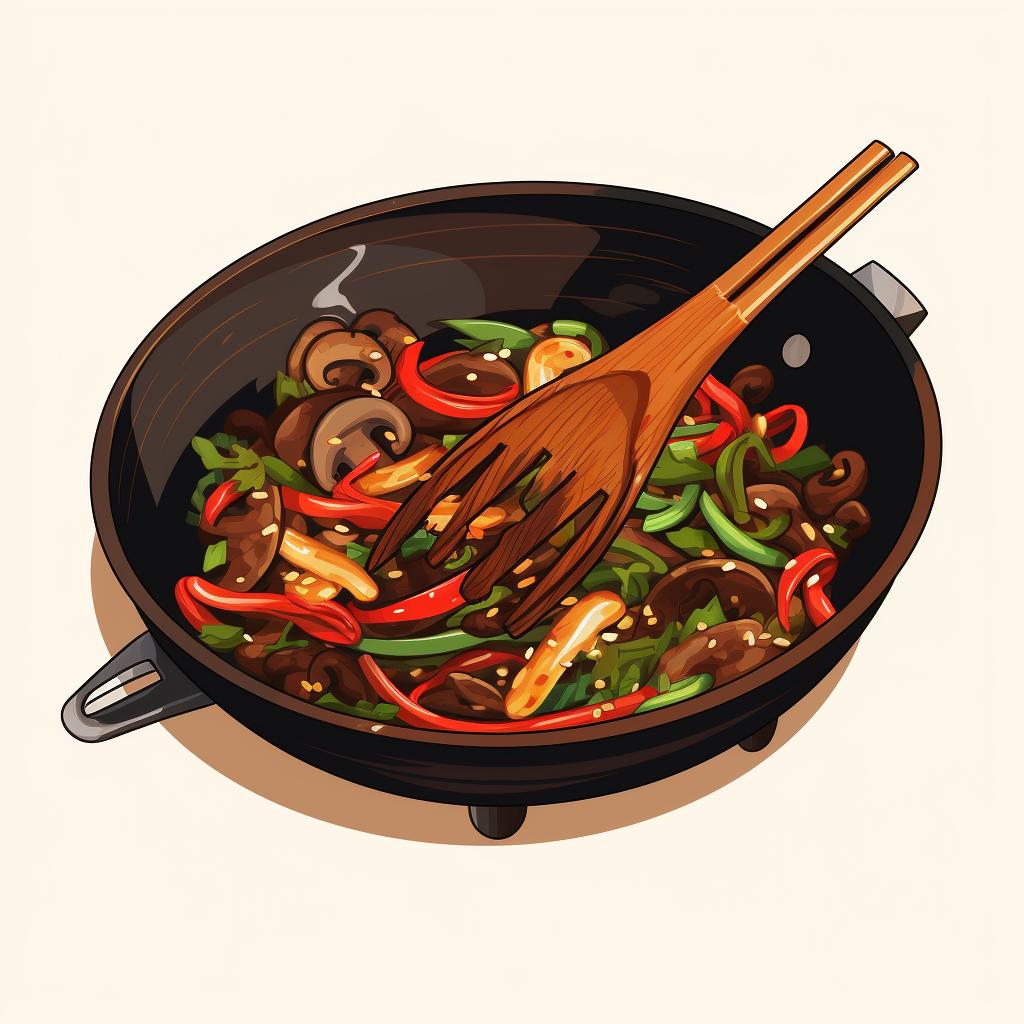 A cooled wok, dark and glossy from repeated seasoning