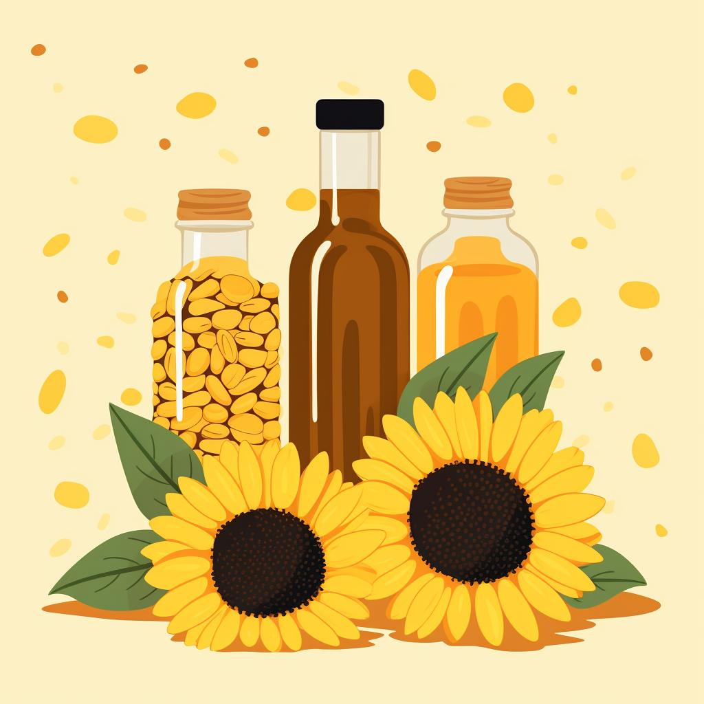 Bottles of peanut, canola, and sunflower oil