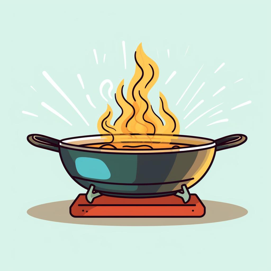 A wok on a stove with medium-high heat, starting to smoke slightly.
