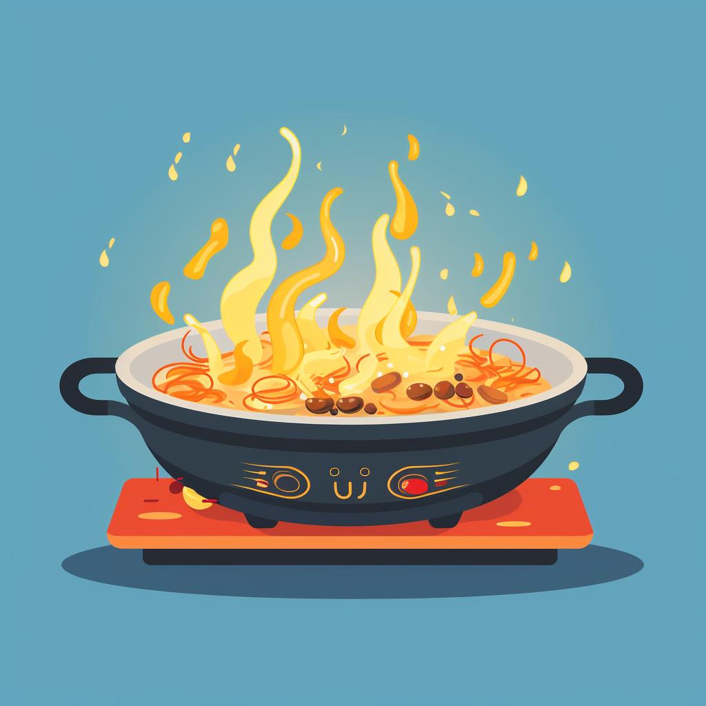 Wok heating up on an electric stove