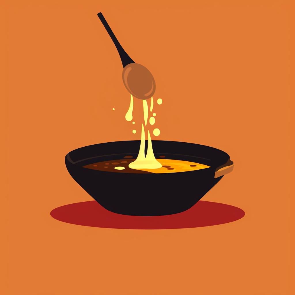 Food being lowered into the hot oil in a wok